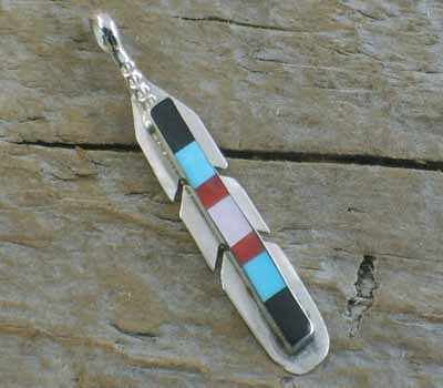 Pendant-  Inlaid Feather Native American